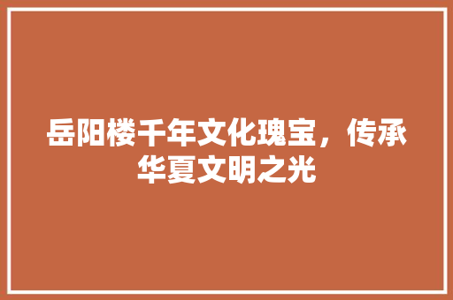 岳阳楼千年文化瑰宝，传承华夏文明之光 头条优化