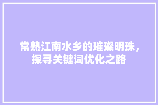 常熟江南水乡的璀璨明珠，探寻关键词优化之路