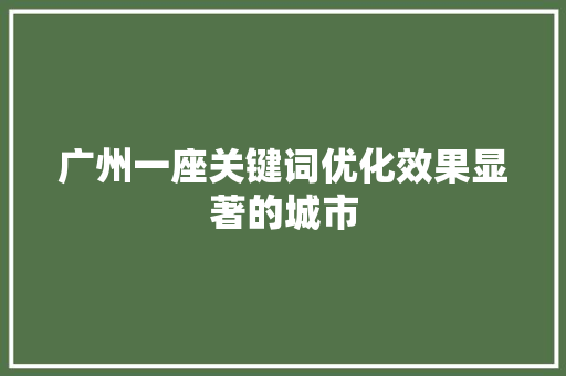 广州一座关键词优化效果显著的城市