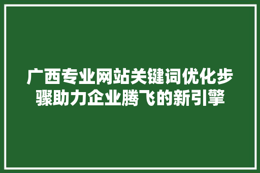 广西专业网站关键词优化步骤助力企业腾飞的新引擎