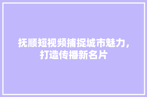 抚顺短视频捕捉城市魅力，打造传播新名片