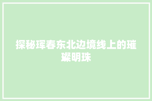 探秘珲春东北边境线上的璀璨明珠 网站开发