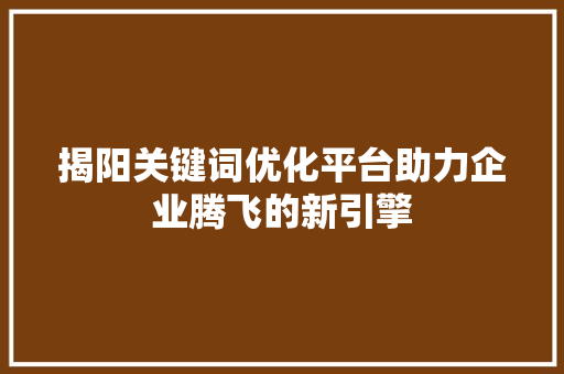 揭阳关键词优化平台助力企业腾飞的新引擎