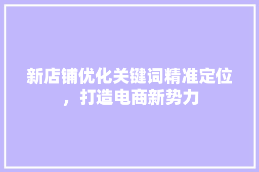 新店铺优化关键词精准定位，打造电商新势力
