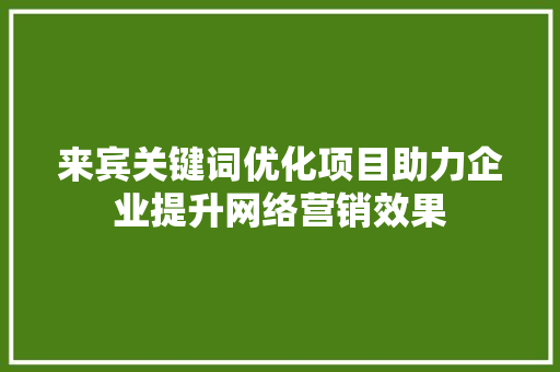 来宾关键词优化项目助力企业提升网络营销效果