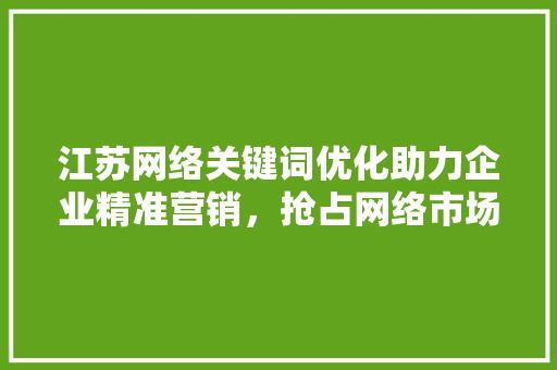 江苏网络关键词优化助力企业精准营销，抢占网络市场先机 网站优化