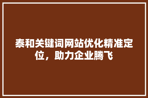 泰和关键词网站优化精准定位，助力企业腾飞