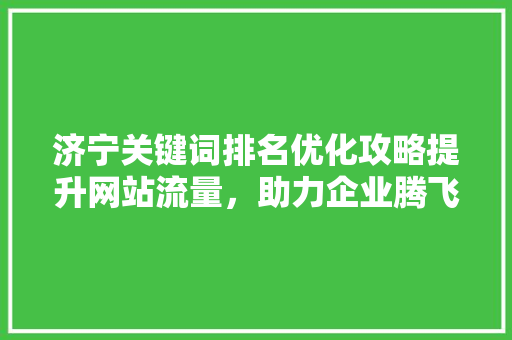 济宁关键词排名优化攻略提升网站流量，助力企业腾飞
