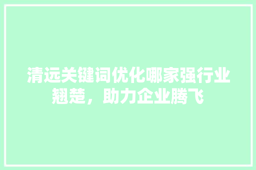 清远关键词优化哪家强行业翘楚，助力企业腾飞