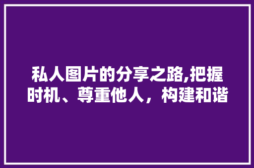 私人图片的分享之路,把握时机、尊重他人，构建和谐社交圈