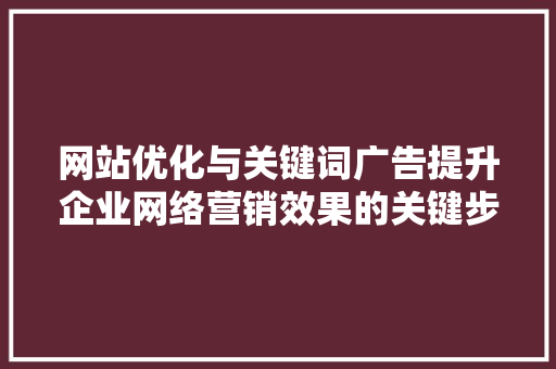 网站优化与关键词广告提升企业网络营销效果的关键步骤