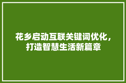 花乡启动互联关键词优化，打造智慧生活新篇章