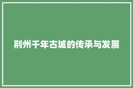 荆州千年古城的传承与发展