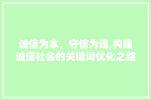 诚信为本，守信为魂,构建诚信社会的关键词优化之路