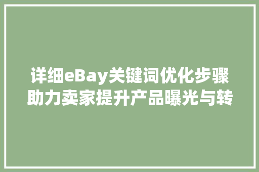 详细eBay关键词优化步骤助力卖家提升产品曝光与转化率