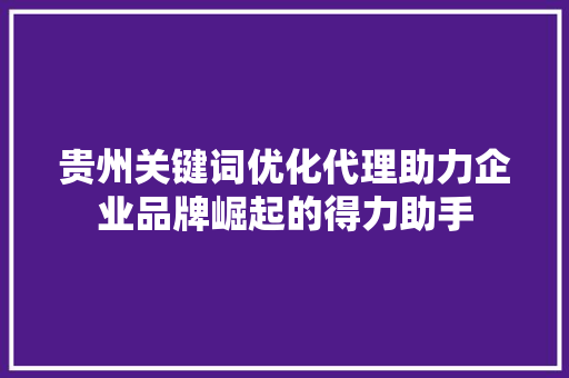 贵州关键词优化代理助力企业品牌崛起的得力助手
