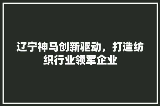 辽宁神马创新驱动，打造纺织行业领军企业