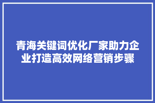青海关键词优化厂家助力企业打造高效网络营销步骤