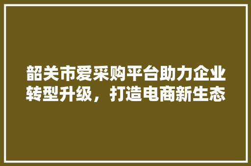 韶关市爱采购平台助力企业转型升级，打造电商新生态