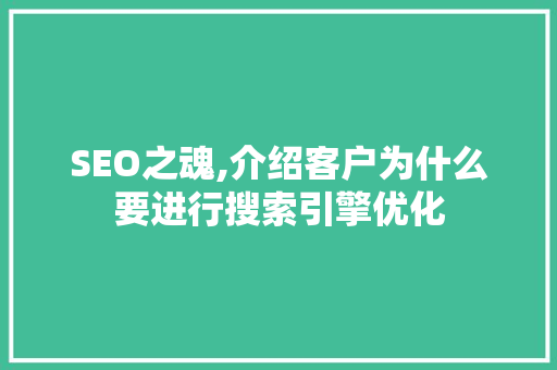 SEO之魂,介绍客户为什么要进行搜索引擎优化