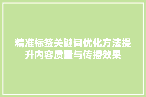 精准标签关键词优化方法提升内容质量与传播效果