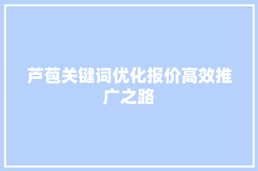 芦苞关键词优化报价高效推广之路