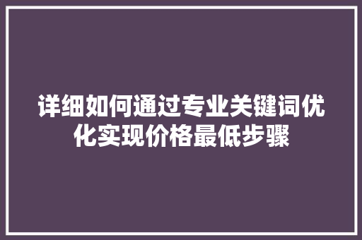 详细如何通过专业关键词优化实现价格最低步骤 百度算法