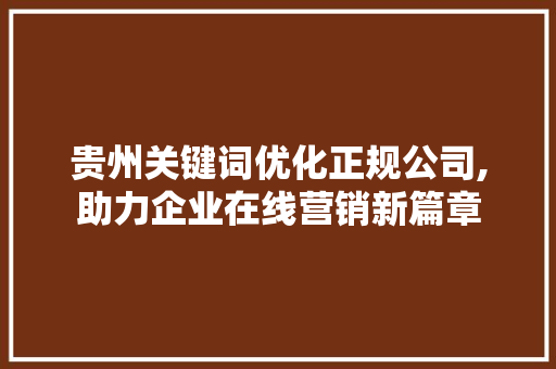 贵州关键词优化正规公司,助力企业在线营销新篇章 英文谷歌算法