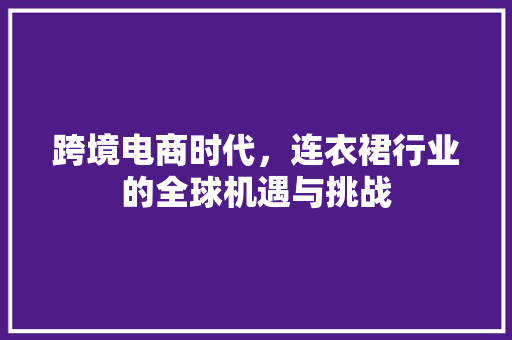 跨境电商时代，连衣裙行业的全球机遇与挑战