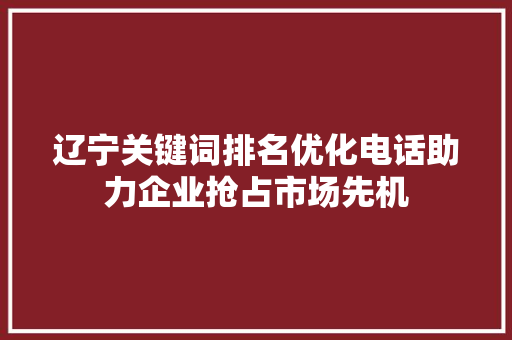 辽宁关键词排名优化电话助力企业抢占市场先机