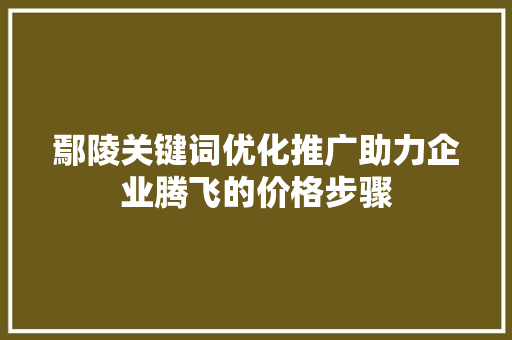 鄢陵关键词优化推广助力企业腾飞的价格步骤