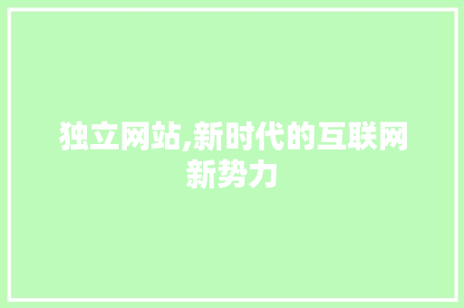 独立网站,新时代的互联网新势力 独立网站,新时代的互联网新势力 英文谷歌算法