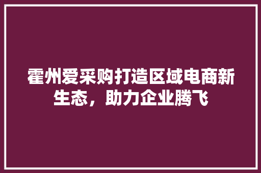 霍州爱采购打造区域电商新生态，助力企业腾飞 头条优化