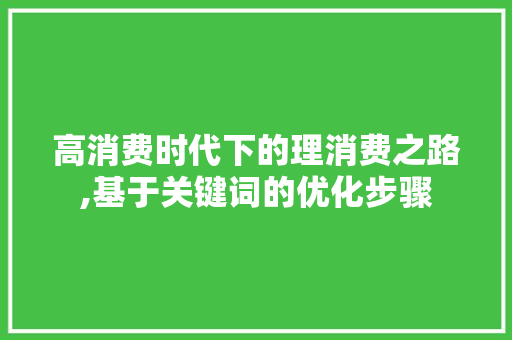 高消费时代下的理消费之路,基于关键词的优化步骤