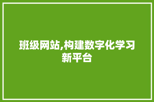 班级网站,构建数字化学习新平台