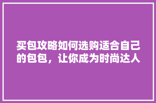 买包攻略如何选购适合自己的包包，让你成为时尚达人