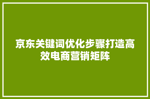 京东关键词优化步骤打造高效电商营销矩阵