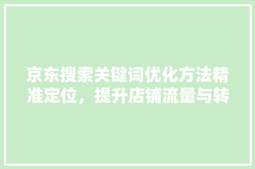 京东搜索关键词优化方法精准定位，提升店铺流量与转化率