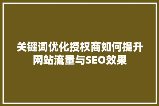 关键词优化授权商如何提升网站流量与SEO效果