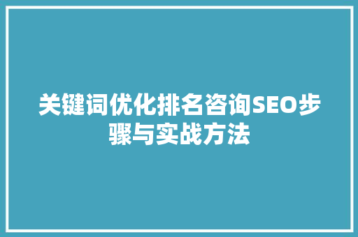 关键词优化排名咨询SEO步骤与实战方法 seo技术