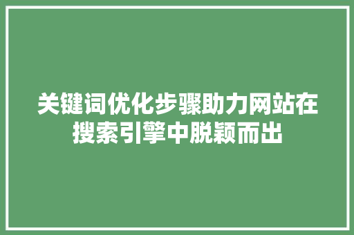 关键词优化步骤助力网站在搜索引擎中脱颖而出 网站优化