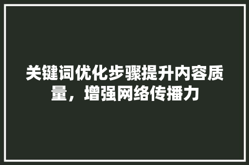 关键词优化步骤提升内容质量，增强网络传播力 AI技术学习