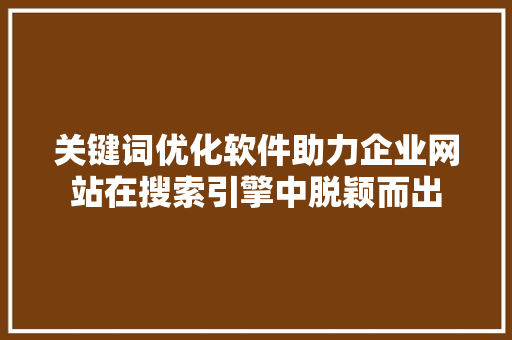关键词优化软件助力企业网站在搜索引擎中脱颖而出