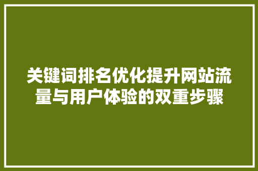 关键词排名优化提升网站流量与用户体验的双重步骤