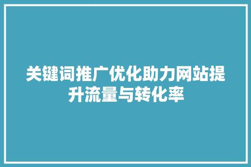 关键词推广优化助力网站提升流量与转化率