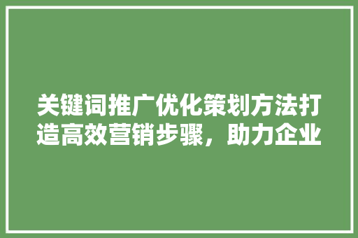 关键词推广优化策划方法打造高效营销步骤，助力企业腾飞