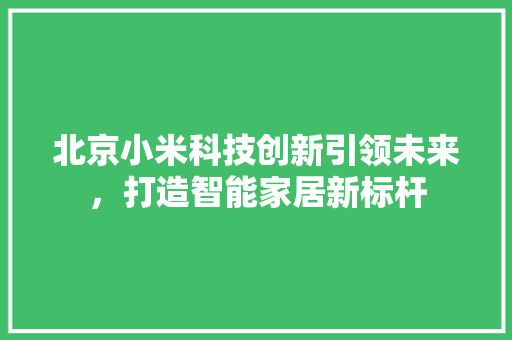北京小米科技创新引领未来，打造智能家居新标杆
