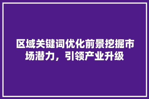 区域关键词优化前景挖掘市场潜力，引领产业升级