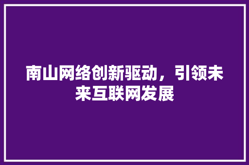南山网络创新驱动，引领未来互联网发展