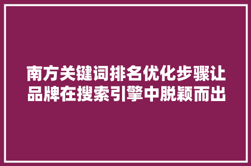 南方关键词排名优化步骤让品牌在搜索引擎中脱颖而出